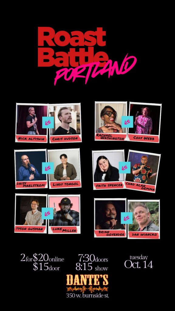 pdx events comedy fun portland oregon events nightlife comedians chris hudson roast battle