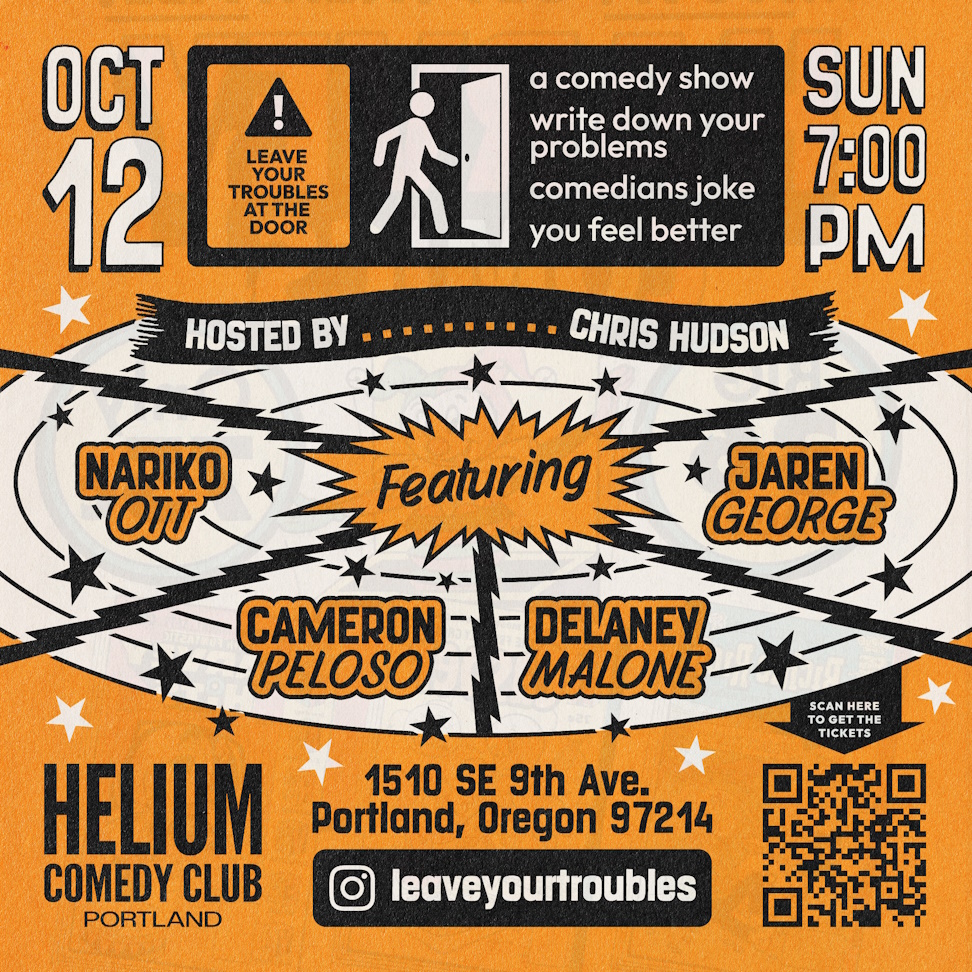 pdx events portland oregon nightlife tonight fun stand-up comedy comedian leave your troubles chris hudson
