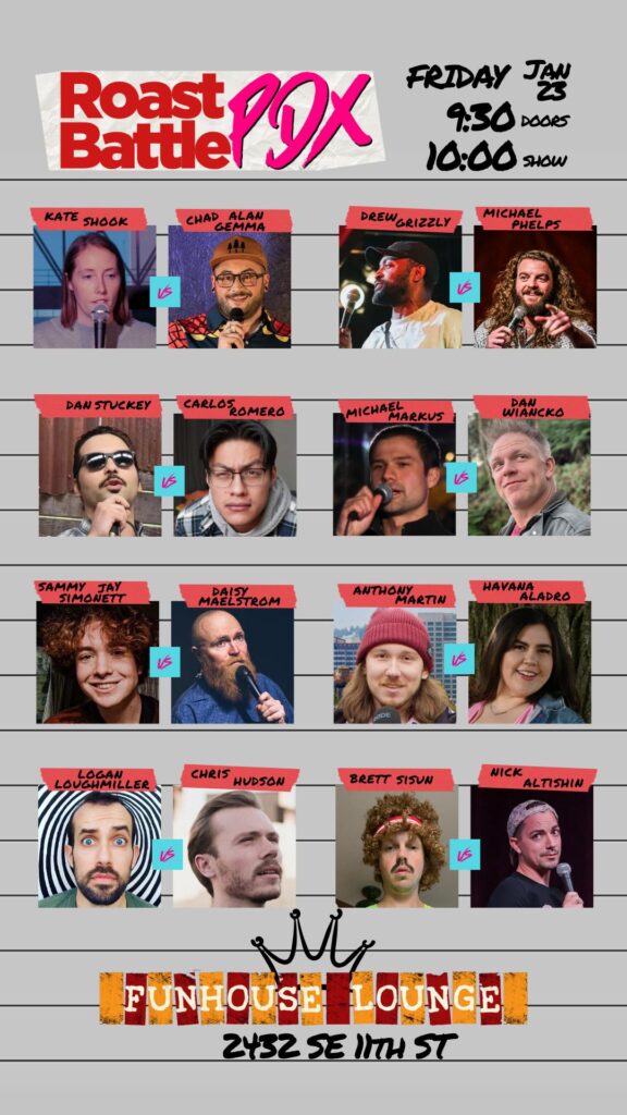 pdx shows tonight nightlife roast jokes portland oregon shows fun comedy comedian chris hudson