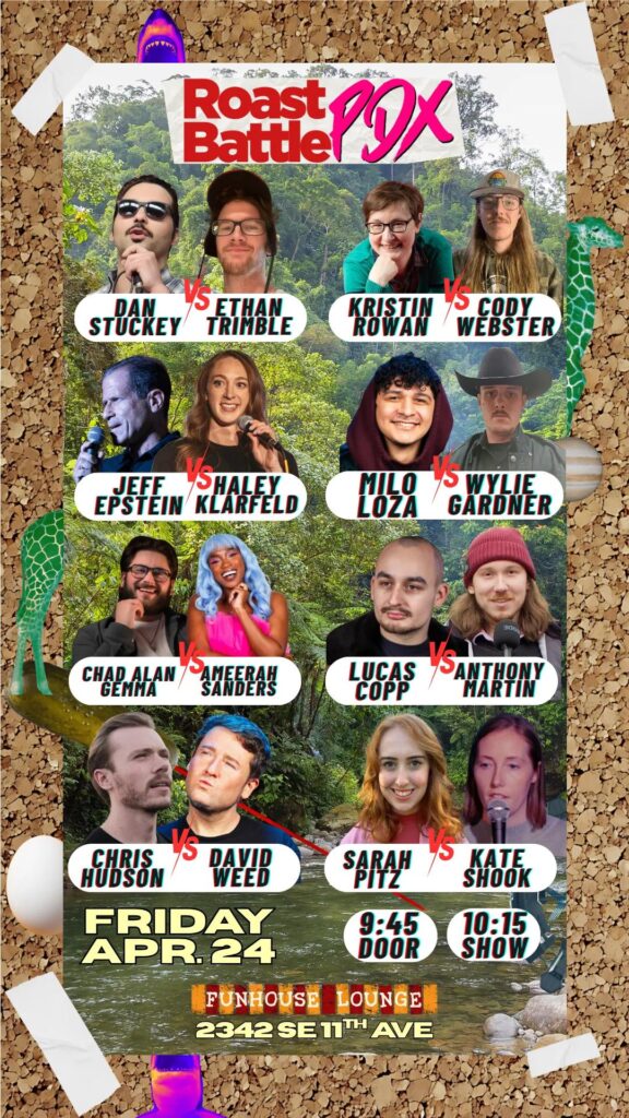 pdx events tonight roast battle comedy comedian portland oregon chris hudson fun